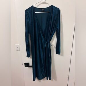 Teal Long Sleeve Wrap Dress